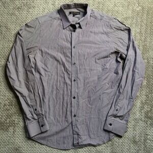 Ben Sherman Men's Medium Brown Striped Cotton Long Sleeve Button-Up Shirt